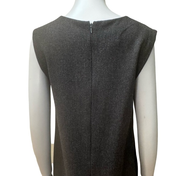 DONNA KARAN SIGNATURE Wool Flannel Sleeveless Sheath Midi Dress Charcoal Grey 12 - Picture 10 of 16